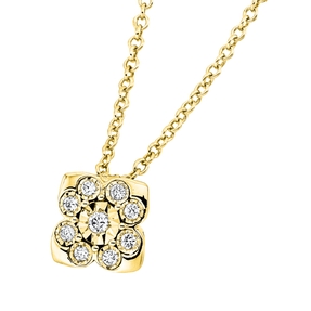Collier aus 750 Gelbgold 9 Brillanten 0,05ct TW-SI L:45cm Fassung rhodiniert