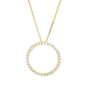 Collier Kreis aus 750 Gold Gelbgold 34 Brillanten 0,2ct TW-SI L:45cm