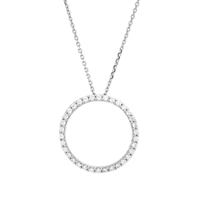 Collier Kreis aus 750 Gold Weißgold 34 Brillanten 0,2ct TW-SI L:45cm