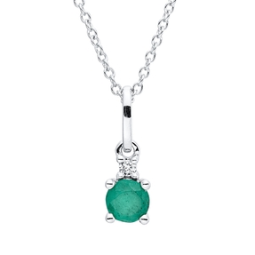 Collier aus 750 Weißgold Smaragd 0,23ct grün Brillant 0,02ct TW-SI L:45cm