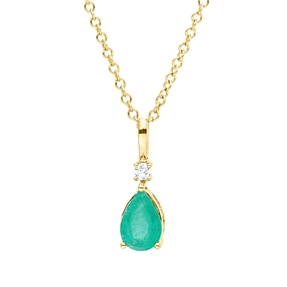 Collier aus 750 Gelbgold Smaragd 0,37ct grün Brillant 0,02ct TW-SI L:45cm