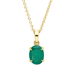 Collier aus 750 Gold Gelbgold Smaragd 1,23ct grün L:45cm 4er-Krappe