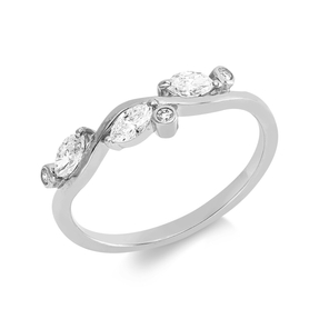 Ring aus 750 Gold Weißgold 6 Diamanten 0,33ct TW-SI B:4,8mm