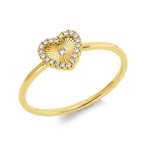 Ring Herz aus 750 Gold Gelbgold 21 Brillanten 0,06ct W-SI B:6,6mm Zarge