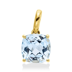 Anhänger aus 750 Gold Gelbgold Topas 3,1ct blau 14x7,8mm