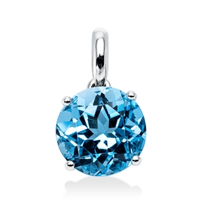 Anhänger aus 750 Gold Weißgold Topas 3,4ct blau 14,4x8,9mm