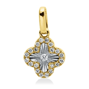 Anhänger aus 750 Gold gelb/weiß 21 Brillanten 0,06ct W-SI 11,7x7,1mm mit Öse