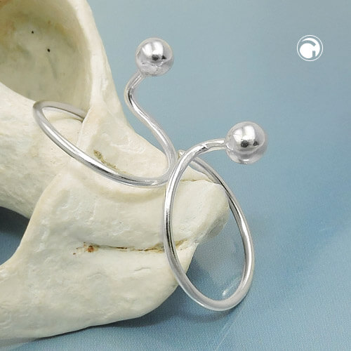 Ohrstecker Ohrring 15mm Ohrspirale mit Kugel 925 Silber