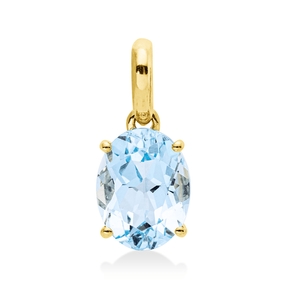 Anhänger aus 750 Gold Gelbgold Topas 2,4ct skyblue 14,8x6,7mm mit Öse