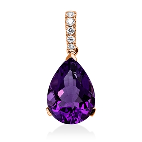 Anhänger aus 750 Rotgold Amethyst 4,7ct lila 5 Brillanten 0,11ct TW-SI 23,8x10mm