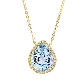 Collier aus 750 Gelbgold Topas 3,8ct skyblue 28 Brillanten 0,11ct TW-SI L:42cm