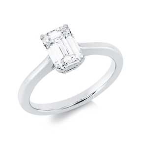 Solitaire Ring aus 750 Weißgold Diamant Smaragd-Schliff 1,31ct TW-VSI B:7,7mm Solitaire Ring aus 750 Weißgold Diamant Smaragd-Schliff 1,31ct TW-VSI B:7,7mm