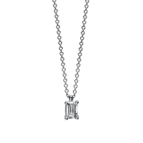 Solitaire Collier aus 750 Weißgold Diamant Smaragd-Schliff 0,24ct TW-SI L:45cm