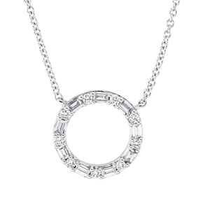 Collier Kreis aus 750 Gold Weißgold 18 Diamanten 0,23ct TW-SI L:45,7cm