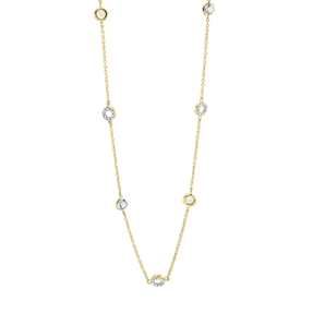 Collier 750 Gelbgold 7 Aquamarine 0,56ct blau 54 Brillanten 0,22ct TW-SI L:45,7cm Collier 750 Gelbgold 7 Aquamarine 0,56ct blau 54 Brillanten 0,22ct TW-SI L:45,7cm