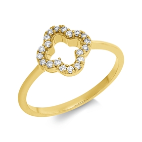 Ring aus 750 Gold Gelbgold 20 Brillanten 0,13ct TW-SI B:9,3mm