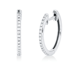 Hoop earrings in 750 white gold with 30 brilliant-cut diamonds 0.12 ct TW-SI 15.4x1.4 mm Hoop earrings in 750 white gold with 30 brilliant-cut diamonds 0.12 ct TW-SI 15.4x1.4 mm