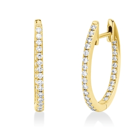 Hoop earrings in 750 yellow gold with 52 brilliant-cut diamonds 0.48 ct TW-SI 19.8x1.9 mm Hoop earrings in 750 yellow gold with 52 brilliant-cut diamonds 0.48 ct TW-SI 19.8x1.9 mm