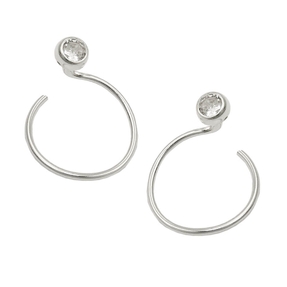Paar Ohrstecker Ohrspirale 15mm mit Zirkonia 925 Silber Ohrschmuck Damen