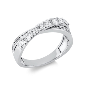 Ring in 750 white gold with 29 diamonds 0.87 ct TW-SI, width: 5.7 mm