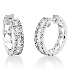 Hoop earrings in 750 white gold with 126 diamonds 0.77 ct TW-SI 18.1x4.2 mm