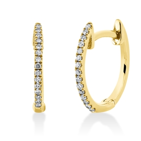 Creolen aus 750 Gold Gelbgold 30 Diamanten 0,09ct W-SI 13,1x1,1mm