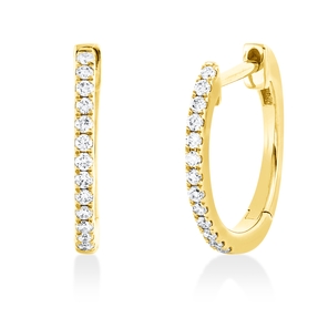 Creolen aus 750 Gold Gelbgold 26 Brillanten 0,12ct TW-SI 12,7x1,3mm