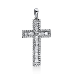 Anhänger Kreuz aus 750 Weißgold 106 Diamanten 0,95ct TW-SI 29,8x17,8mm mit Öse
