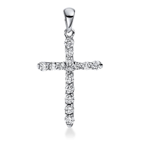 Anhänger Kreuz aus 750 Weißgold 15 Brillanten 0,4ct TW-SI 24,5x13,7mm mit Öse Anhänger Kreuz aus 750 Weißgold 15 Brillanten 0,4ct TW-SI 24,5x13,7mm mit Öse