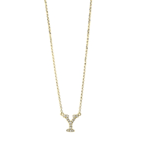 Collier aus 750 Gold Gelbgold 14 Brillanten 0,08ct TW-SI L:43cm