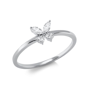 Ring in 750 white gold with 4 diamonds 0.16 ct TW-VSI, width: 5.4 mm