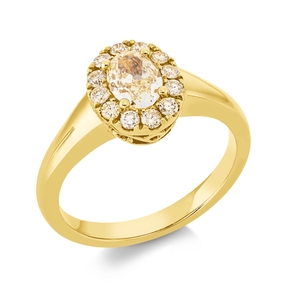 Ring aus 750 Gold Gelbgold 13 Diamanten 0,99ct gelb B:10mm