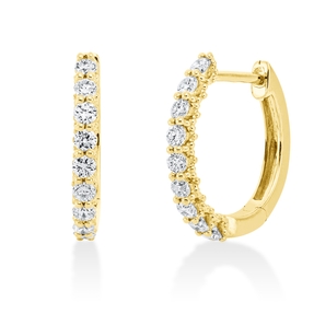 Creolen aus 750 Gold Gelbgold 18 Brillanten 0,47ct TW-SI 14,2x1,8mm