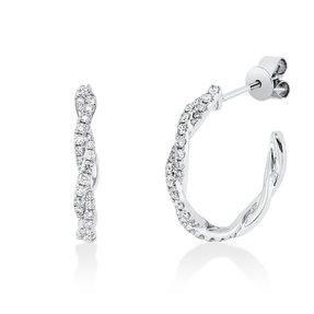 Creolen aus 750 Gold Weißgold 70 Diamanten 0,42ct TW-SI 18,5x2,2mm