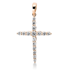 Anhänger Kreuz aus 750 Gold Rotgold 16 Brillanten 0,28ct TW-SI 21,9x13,8mm
