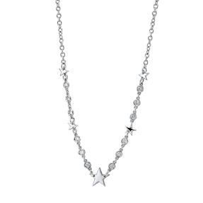 Collier Stern aus 750 Weißgold 12 Brillanten 0,25ct TW-VSI/SI L:45cm