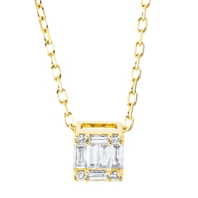 Collier aus 750 Gold Gelbgold 10 Diamanten 0,15ct TW-SI L:45cm