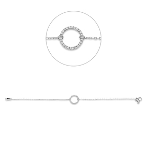 Armband Kreis aus 750 Weißgold 26 Brillanten 0,16ct TW-PI B:11,8mm L:17,8cm