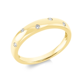Ring in 750 yellow gold with 5 brilliant-cut diamonds 0.05 ct TW-SI, width: 3.3 mm Ring in 750 yellow gold with 5 brilliant-cut diamonds 0.05 ct TW-SI, width: 3.3 mm
