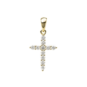 Anhänger Kreuz aus 750 Gold Gelbgold 11 Brillanten 0,25ct TW-SI 16x10,5mm