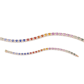 Armband aus 750 Rotgold 26 Saphire 7,58ct mehrfarbig 182 Brillanten 0,57ct TW-SI