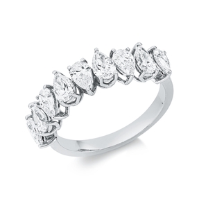 Half-eternity ring 750 white gold with 9 pear-cut diamonds 1.72 ct F-VSI, width: 6.4 mm