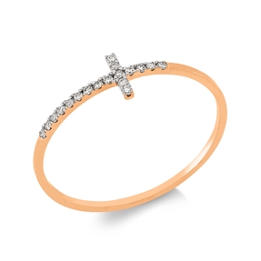 Ring Kreuz aus 750 Gold weiß/rot 18 Brillanten 0,08ct F-SI B:5mm