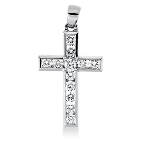 Anhänger Kreuz aus 750 Gold Weißgold 12 Brillanten 0,47ct TW-SI 24x12mm mit Öse