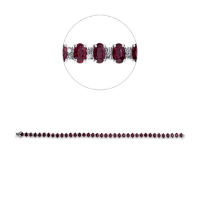 Armband aus 750 Weißgold 37 Rubine 10,57ct rot 74 Brillanten 0,77ct TW-SI Armband aus 750 Weißgold 37 Rubine 10,57ct rot 74 Brillanten 0,77ct TW-SI