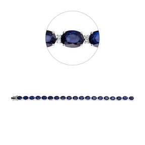 Armband aus 750 Weißgold 19 Saphire 25,75ct blau 38 Brillanten 0,35ct TW-SI Armband aus 750 Weißgold 19 Saphire 25,75ct blau 38 Brillanten 0,35ct TW-SI