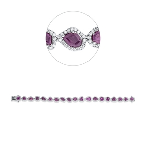 Armband aus 750 Weißgold 19 Rubine 8,67ct rot 350 Brillanten 2,07ct TW-SI Armband aus 750 Weißgold 19 Rubine 8,67ct rot 350 Brillanten 2,07ct TW-SI