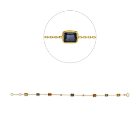 Armband aus 585 Gelbgold 7 Saphire 3,7ct mehrfarbig 2 Brillanten 0,12ct TW-SI Armband aus 585 Gelbgold 7 Saphire 3,7ct mehrfarbig 2 Brillanten 0,12ct TW-SI
