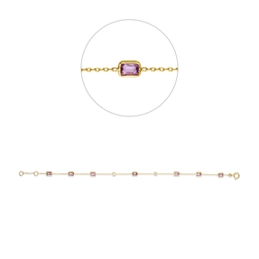 Armband 585 Gelbgold 7 Saphire 1,6ct pink 2 Brillanten 0,12ct TW-SI B:3,3mm L:17cm Armband 585 Gelbgold 7 Saphire 1,6ct pink 2 Brillanten 0,12ct TW-SI B:3,3mm L:17cm
