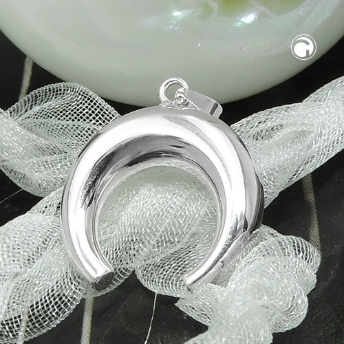 Anhänger 17x19mm Mondsichel gewölbt glänzend 925 Silber